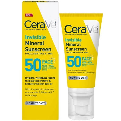 CeraVe Invisible Mineral Sunscreen 50  1.62 ounces