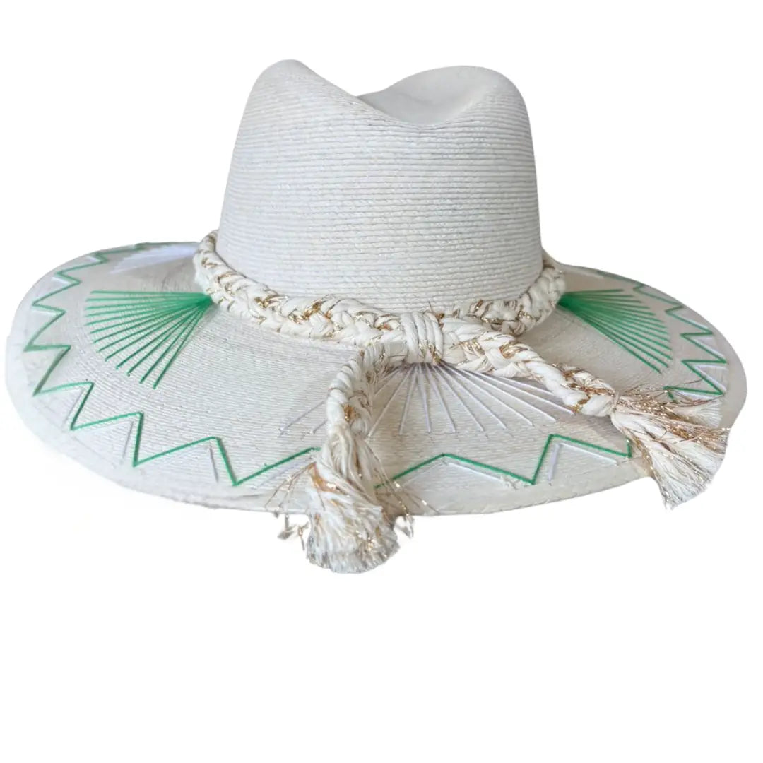 The Goldie Hat Company Mallorca Green & White- S