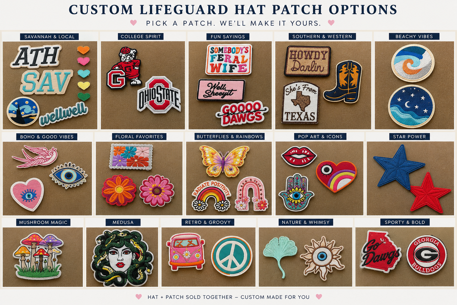 wellwell Custom Lifeguard Hat- One Size- Pick a Patch
