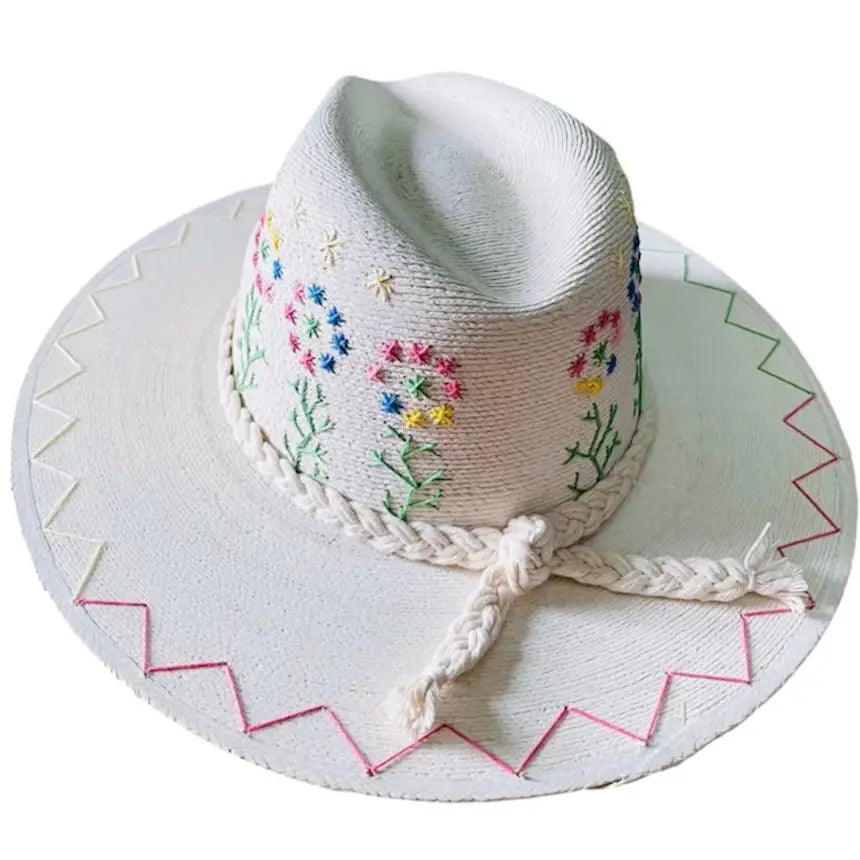 Floral Embroidered Hat- M