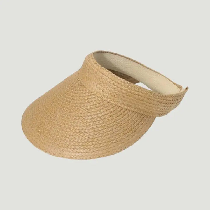 Open-Crown Raffia Sun Visor, Natural and Tan- Pick a Patch